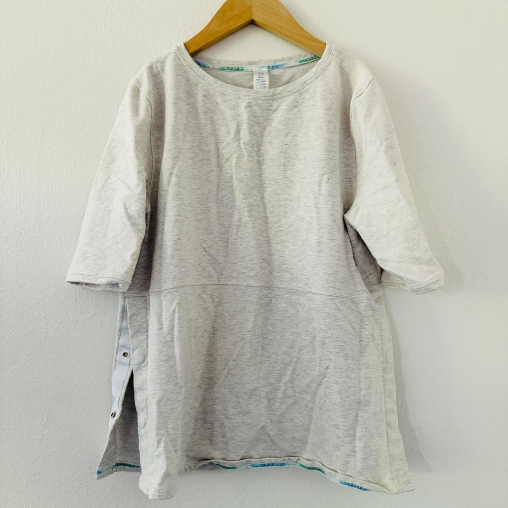 Ivivva by Lululemon Heather Space Gray White Snap Top Short Sleeve Tee